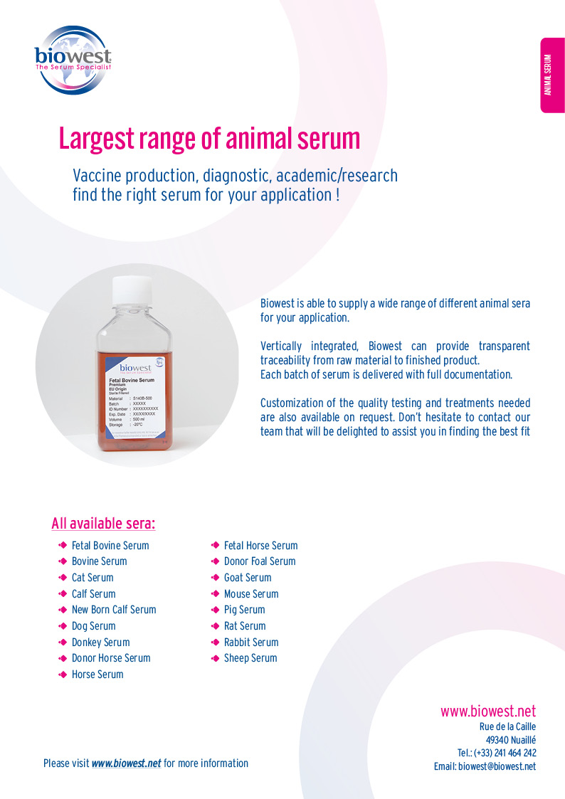 Flyer animal serum - Biowest