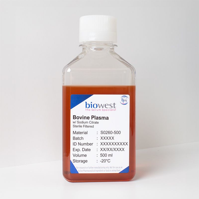 Plasma Bovin avec Citrate de Sodium